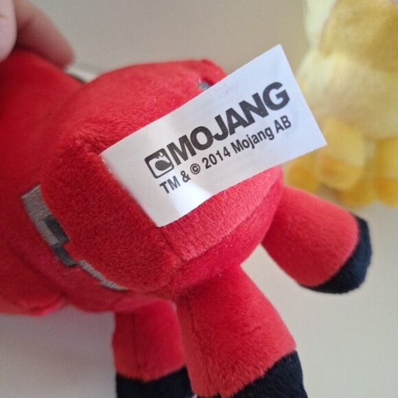 Minecraft Mooshroom & Ocelot Plush Set Red Yellow 7" Cow Cat 2014 - Picture 7 of 16